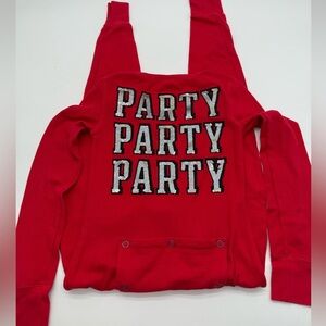RARE Victoria’s Secret PINK! Red PARTY x3 BLING Sequin ONESIE Button Sz Small
